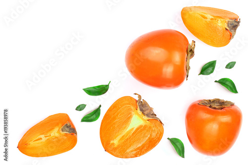 persimmon isolated on white background with copy space for your text. Top view. Flat lay pattern
