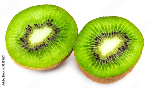 Slice of kiwi isolated on white background