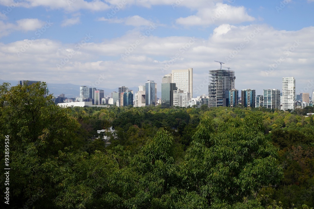 View of Mexico City from Bosque de Chapultepec city park