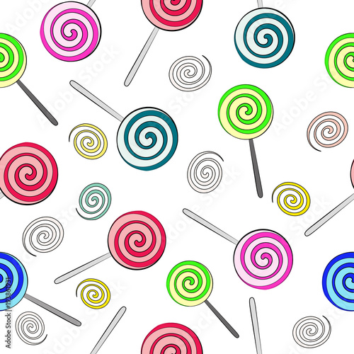 Seamless background of multi-colored lollipops