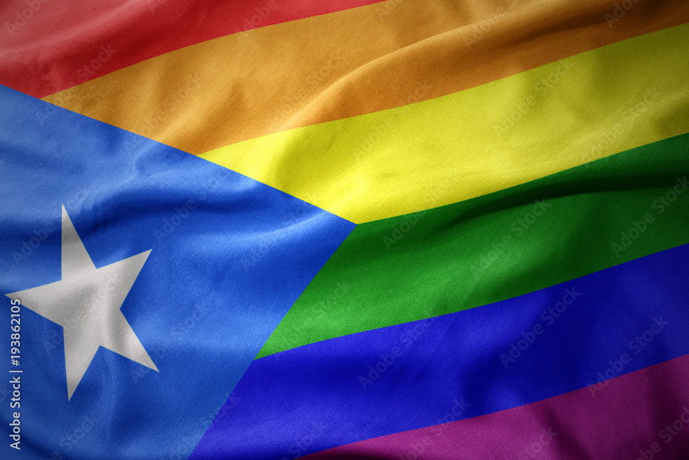 waving puerto rico rainbow gay pride flag banner Stock Photo Adobe Stock