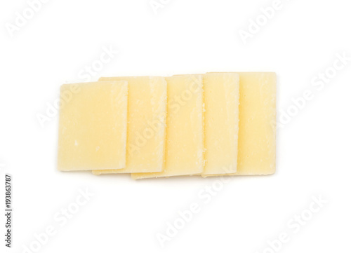 Sliced Gouda Cheese Isolated on White Background