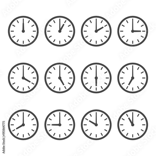 Tablou canvas Set of wall clocks for every hour
