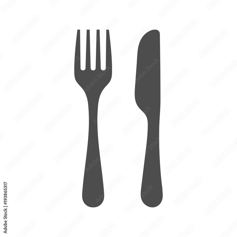 Fork and knife icon isolated on white background. Fork and knife icon isolated on white background.