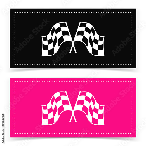 Banner design with checkered flags icon