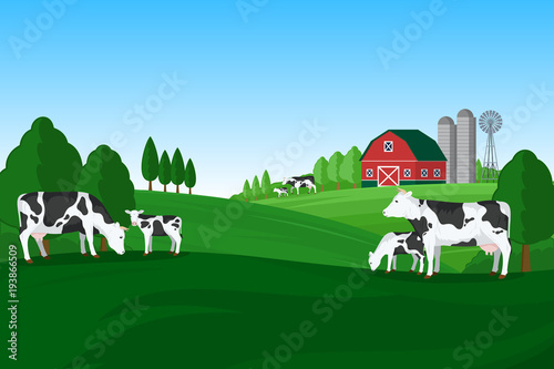 Vector milk farming illustration