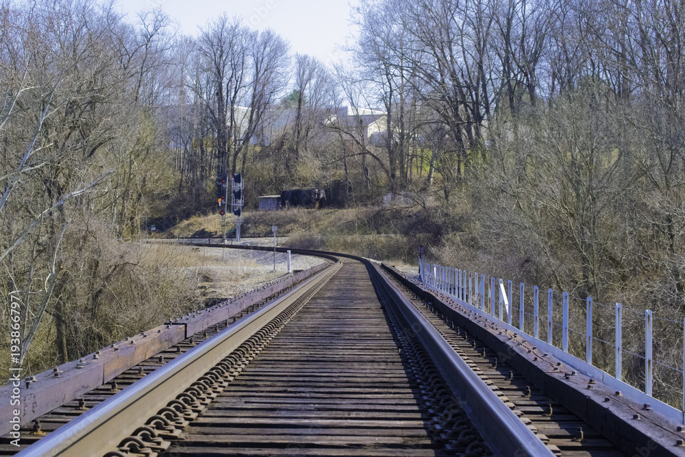 Rails on bridge