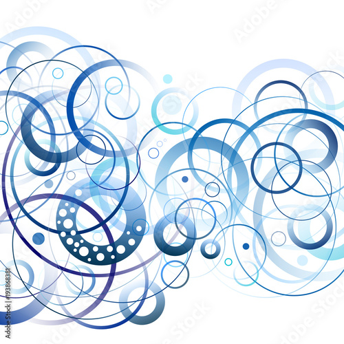 Blue and white circles abstract background