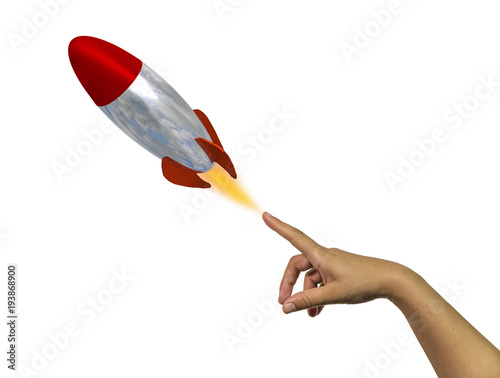 rocket missile hand finger idea -3d rendering