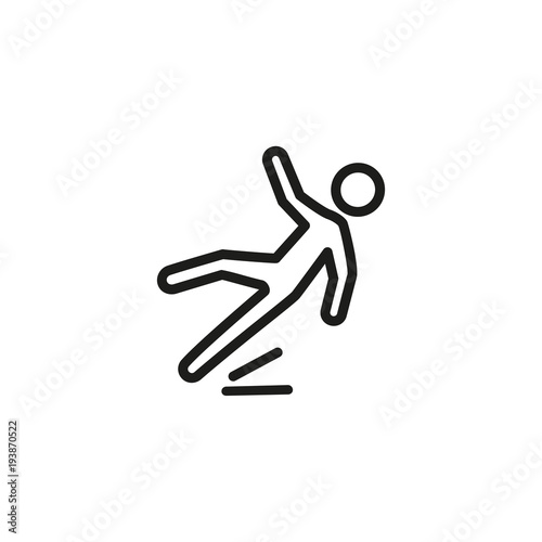 Slippery floor sign line icon