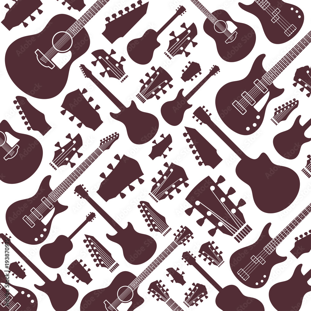 Naklejka premium Vector guitars pattern or background