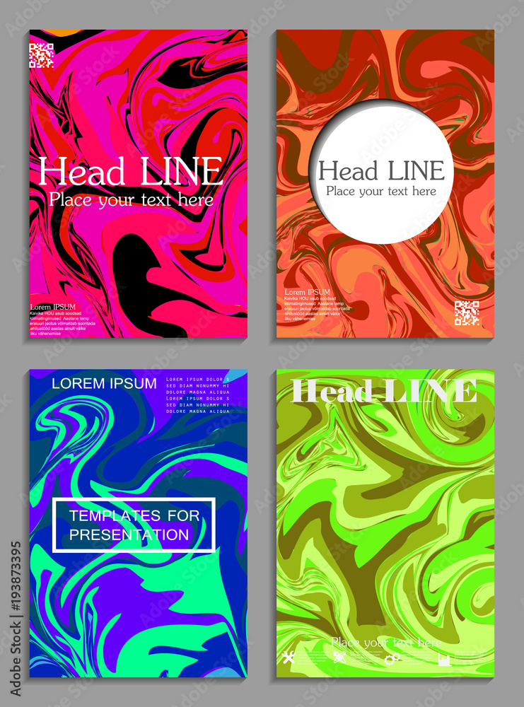 Obraz premium Liquid colors covers set. Bright colors mixture. 
