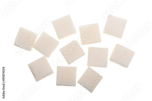 Wallpaper Mural Sugar cubes isolated on white background, close up. Top view. Flat lay Torontodigital.ca