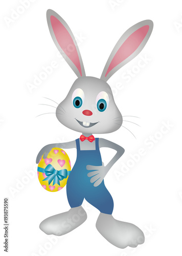 Easter bunny holding easter egg vector