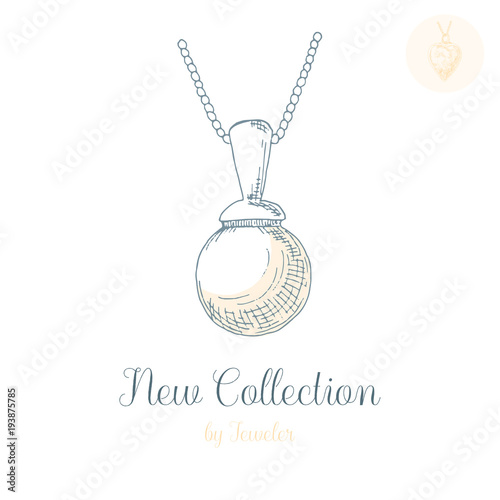 Hand drawn pendant on a chain. Vector illustration of a sketch style.