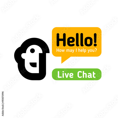 Chatbot icon or logo with head and bubble speech