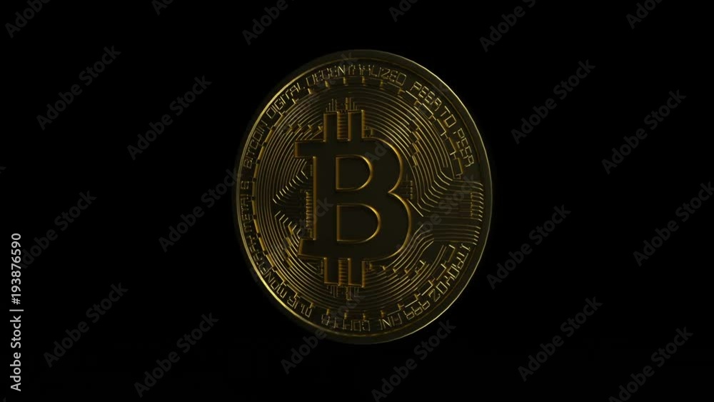Extremely detailed 3D animation of a spinning Bitcoin on black background Extremely detailed 3D animation of a spinning Bitcoin on black background