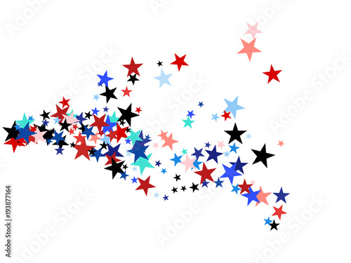 American Patriotic Deign, Vector Blue, Red, White Stars Confetti. Labor, Independence, Memorial Day, 4th of July Election Frame. American Patriotic Design, UK, Australia Freedom Falling Stars Texture.