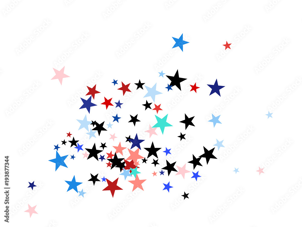 American Patriotic Deign, Vector Blue, Red, White Stars Confetti. Labor, Independence, Memorial Day, 4th of July Election Frame. American Patriotic Design, UK, Australia Freedom Falling Stars Texture.