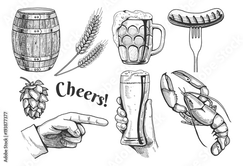 Vászonkép beer related objects icons