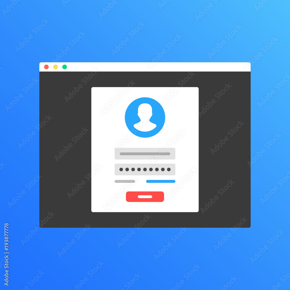 Login form. Web browser window with sign in page. Membership, registration, authentication, authorization concepts. Modern flat design graphic elements. Vector illustration Login form. Web browser window with sign in page. Membership, registration, authentication, authorization concepts. Modern flat design graphic elements. Vector illustration