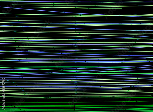 Green and blue horizontal neon tubes on a black background (modern concept)
