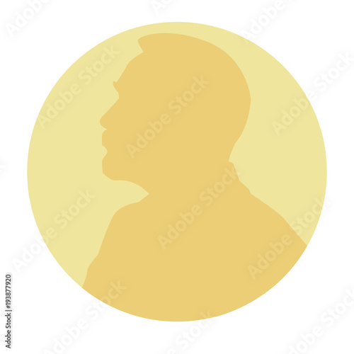 Stylized Nobel medal. Silhouette of Nobel in a flat style. Vector illustration.