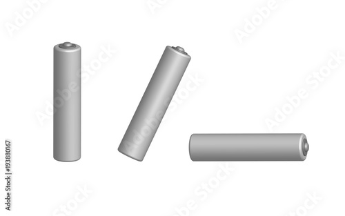 Set of batteries in 3D view, vector