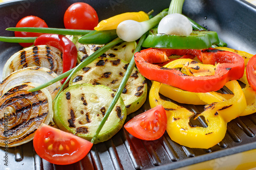 Grilled vegetables in a grill pan. Summer healthy food.