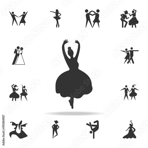 silhouette of ballerina icon. Set of people in dance element icons. Premium quality graphic design. Signs and symbols collection icon for websites, web design, mobile app