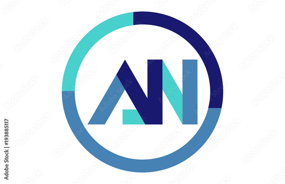 AN Global Circle Ribbon letter Logo AN Global Circle Ribbon letter Logo