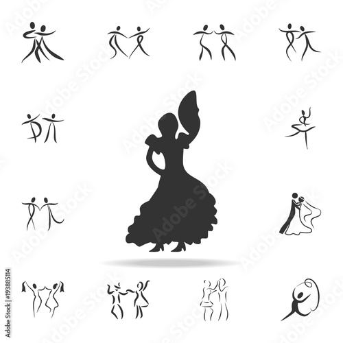 the silhouette of flamenco icon. Set of people in dance  element icons. Premium quality graphic design. Signs and symbols collection icon for websites, web design, mobile app