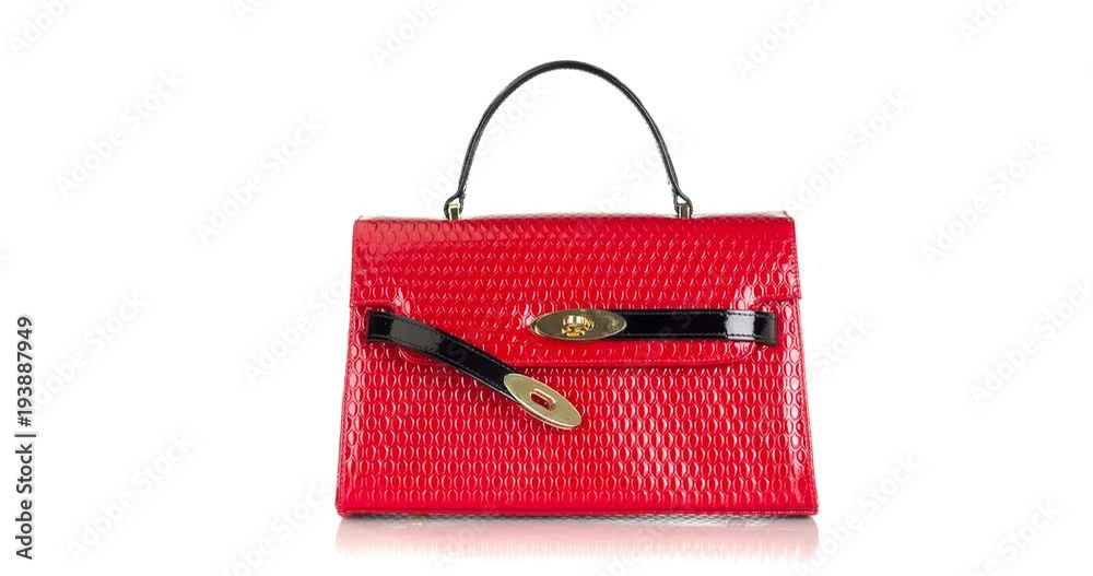 4K stop motion animation of red handbag moving on white background 4K stop motion animation of red handbag moving on white background