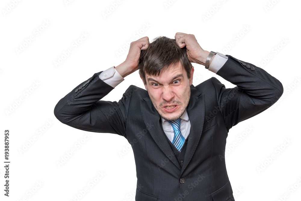 Portrait of angry man isolated on white background. Portrait of angry man isolated on white background.