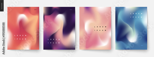 Abstract background posters set - wavy liquid shapes for branding style, covers and backdrops