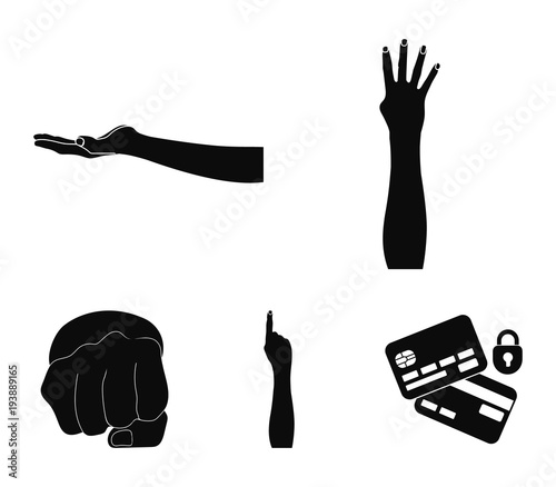 Sign Language black icons in set collection for design.Emotional part of communication vector symbol stock web illustration.