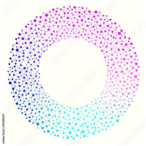Blue and pink blended colorful graphic frame background showing unity togetherness. Networking political illustration in a circle working together concept