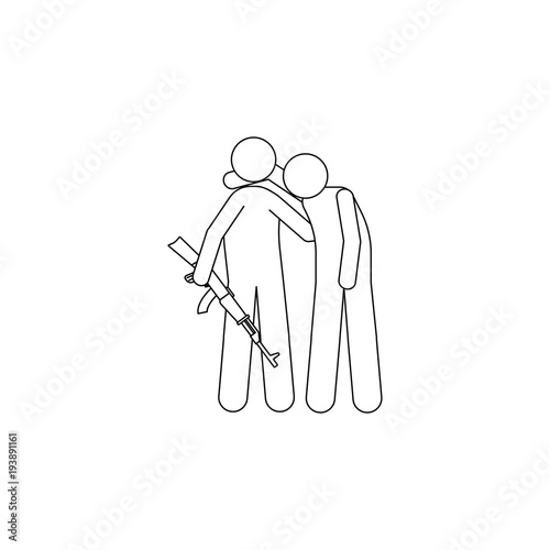 military helps a wounded man icon. Element of military icon for mobile concept and web apps. Thin line icon for website design and development, app development. Premium icon