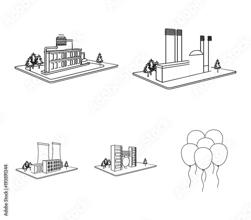Processing factory,metallurgical plant. Factory and industry set collection icons in outline style isometric vector symbol stock illustration web.