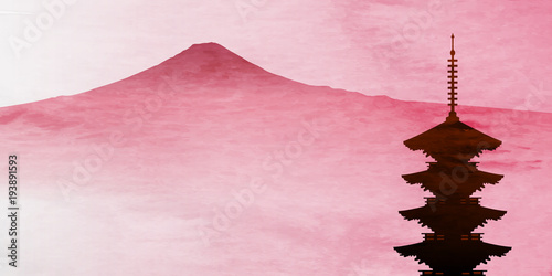 桜　春　富士山　背景