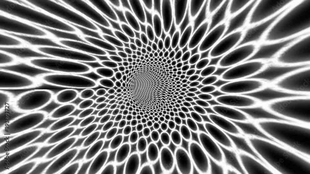 Hypnotic Tunnel With White And Black Circles. Hypnotic Tunnel With White And Black Circles.