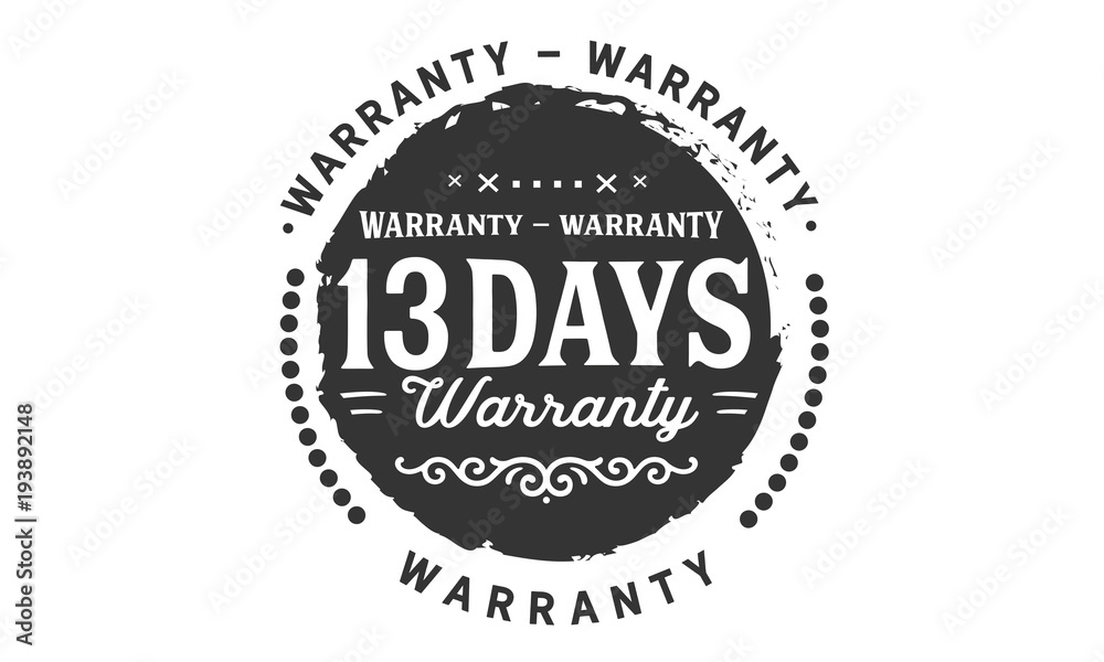 13 days warranty icon vintage rubber stamp guarantee
