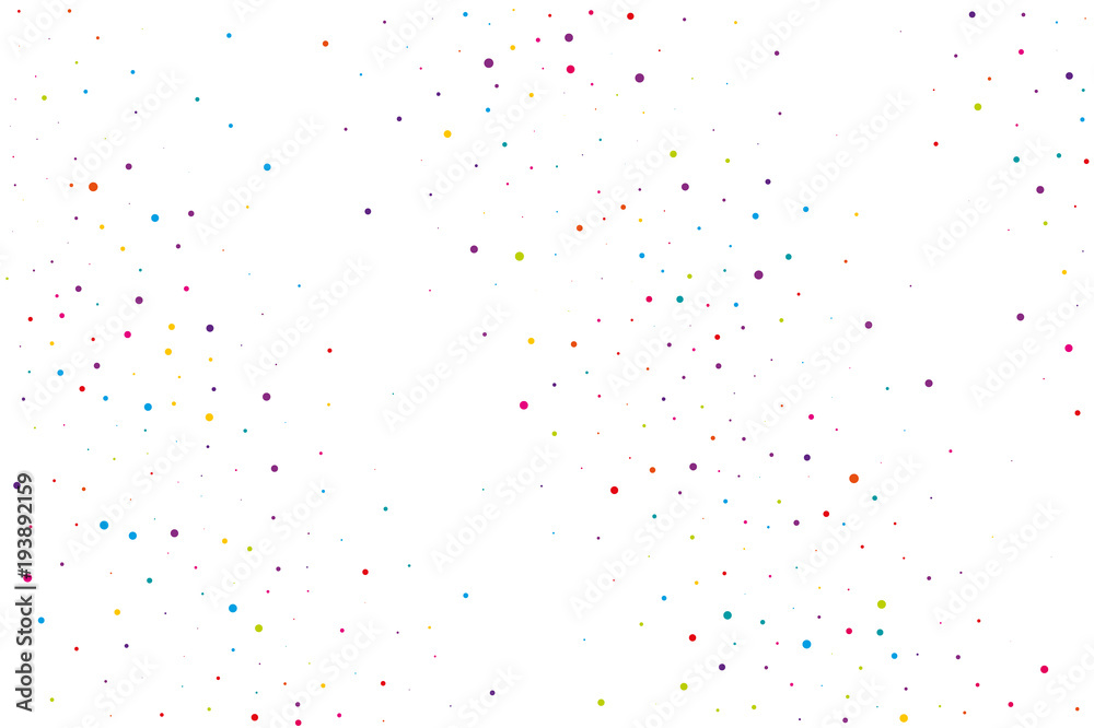 Festival pattern with color round glitter, confetti. Random, chaotic polka dot. Bright background 