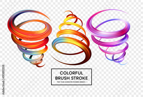 Set of colorful brush strokes. Modern design element. Vector illustration