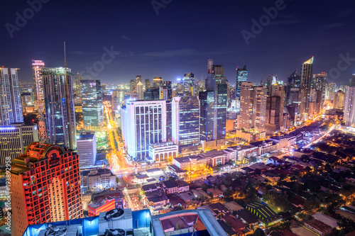 Eleveted, night view of Makati, the business district of Metro Manila