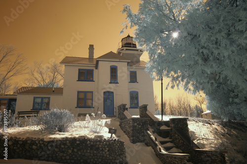 Mission Point Lighthouse in infrared