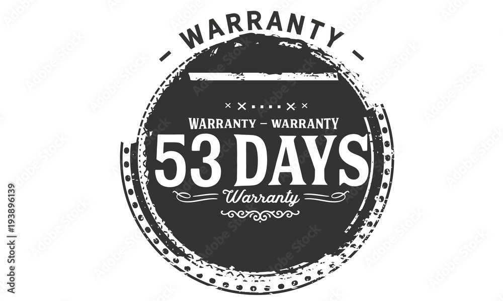 53 days warranty icon vintage rubber stamp guarantee