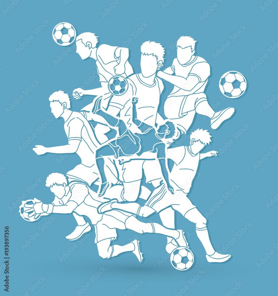 Soccer player team composition graphic vector.