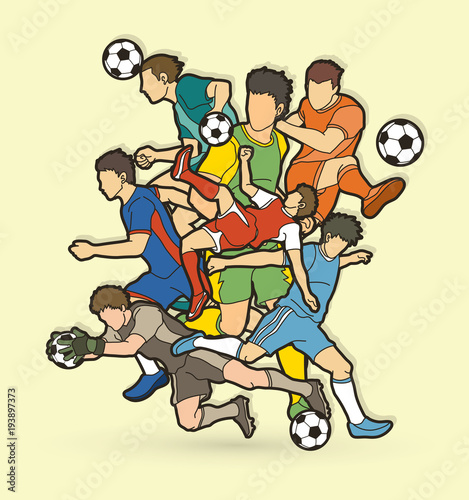 Soccer player team composition  graphic vector.
