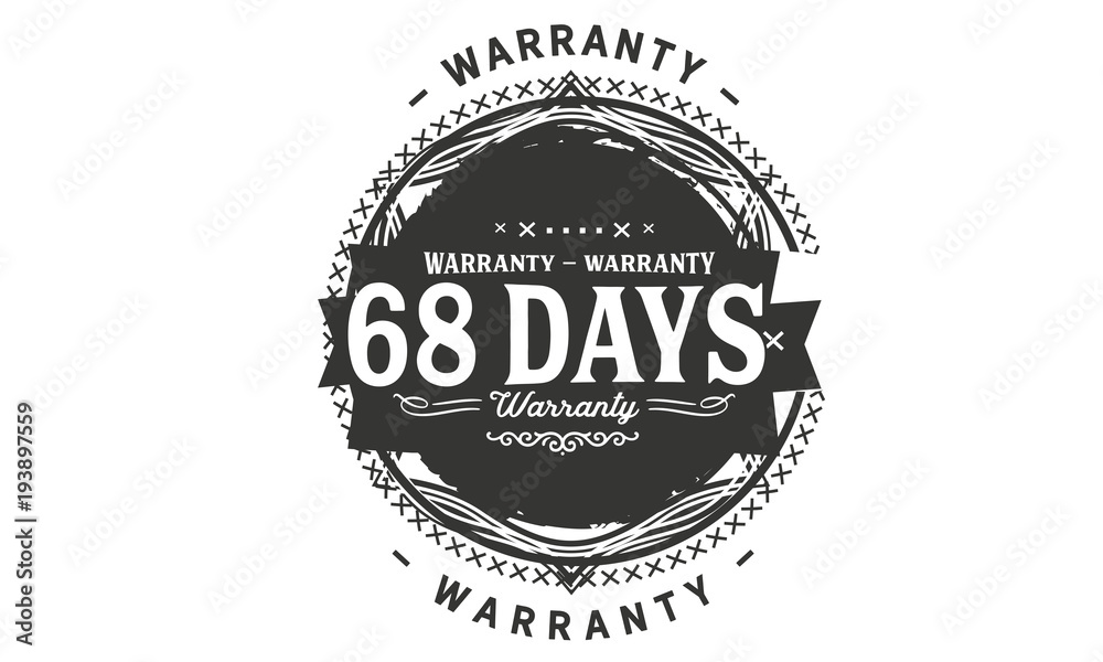 68 days warranty icon vintage rubber stamp guarantee